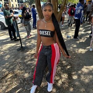 SHEIN Women's Black and Red Track Pants